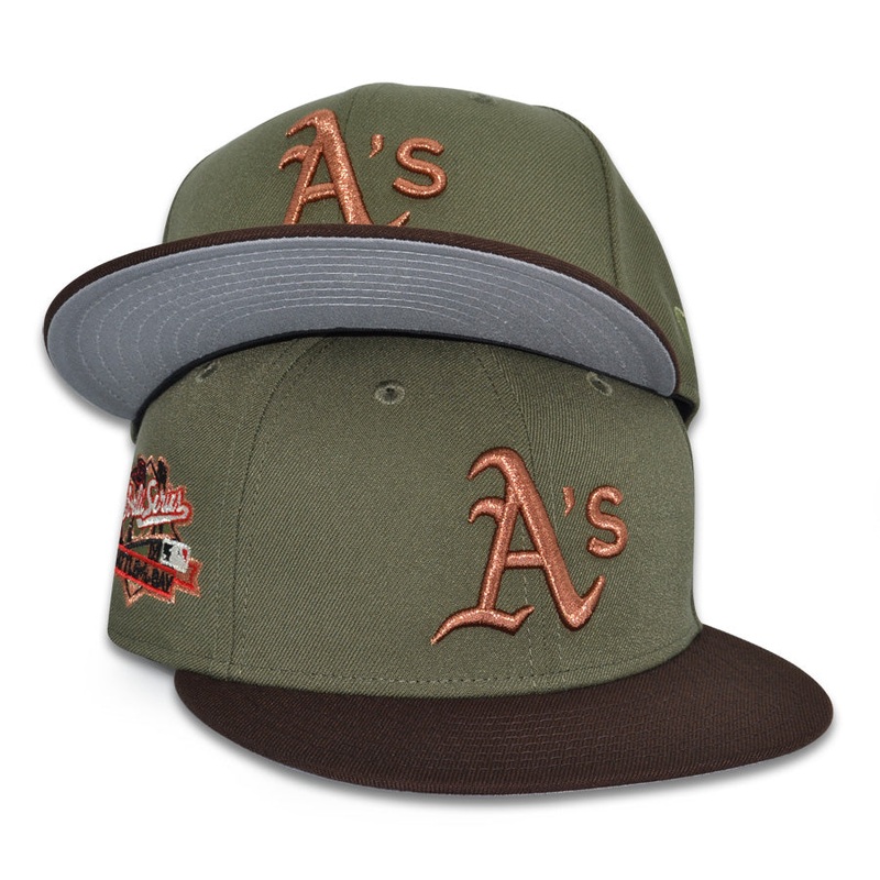 Oakland Athletics “STAY ROOTED” Exclusive New Era 59Fifty Fitted Hat – New Olive/Burntwood 6 7/8