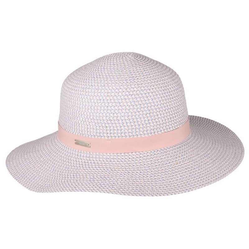 Seeberger Hats Ribbon Floppy Sun Hat – Pink-Light Blue M