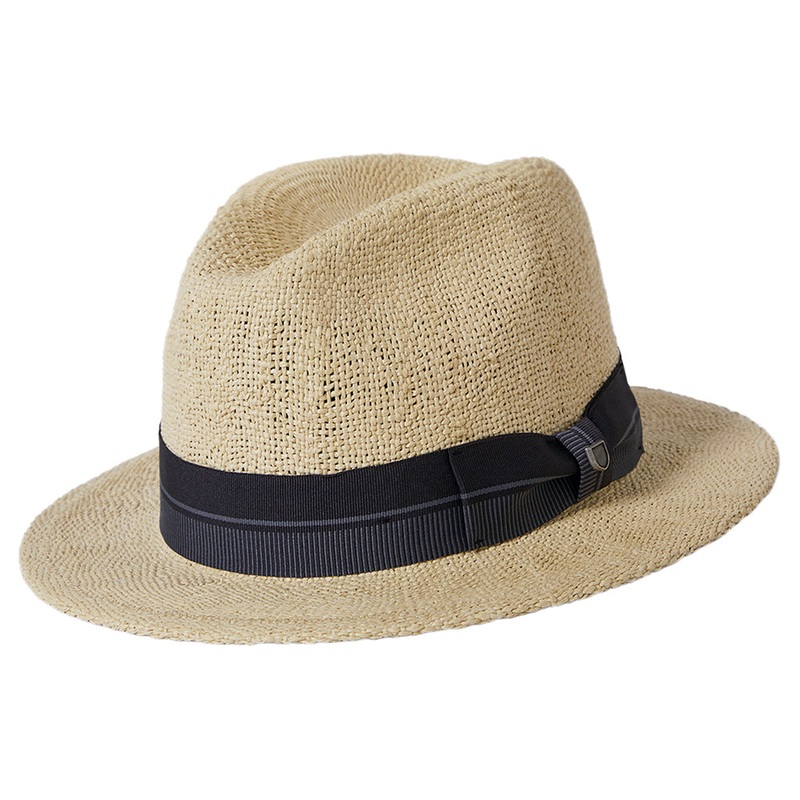 Brixton Hats Roma Toyo Straw Fedora Hat – Natural-Black Small-56cm