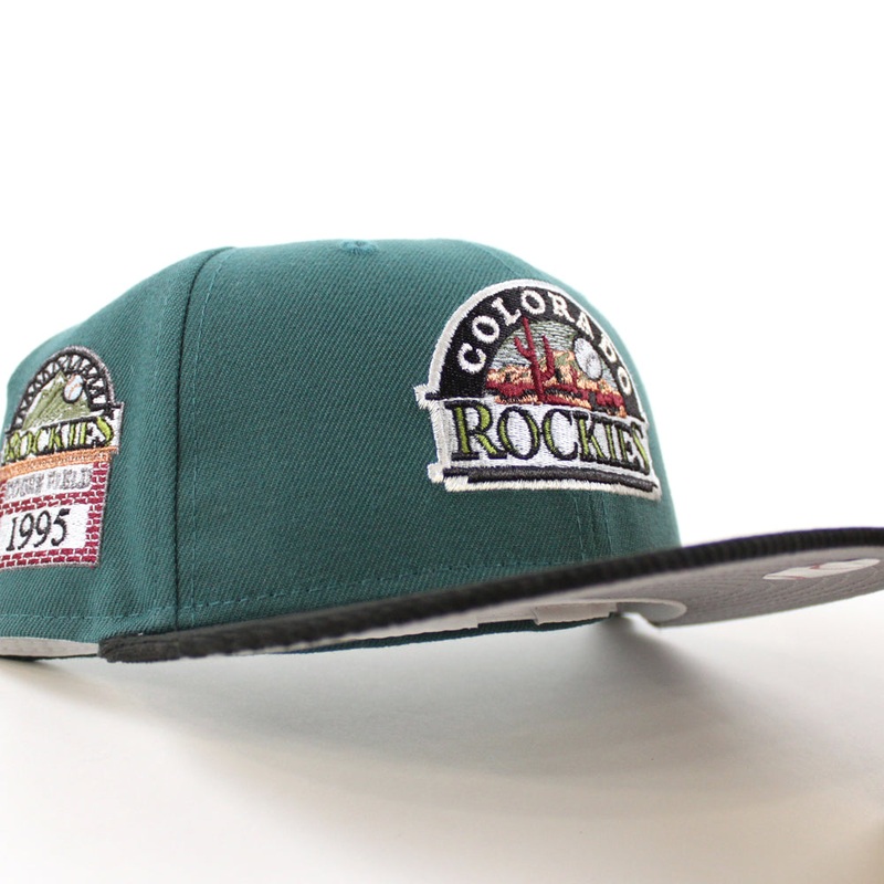 Colorado Rockies 1995 Coors Field New Era 59Fifty Fitted Hat (Needle Green Corduroy Gray Under Brim) 7