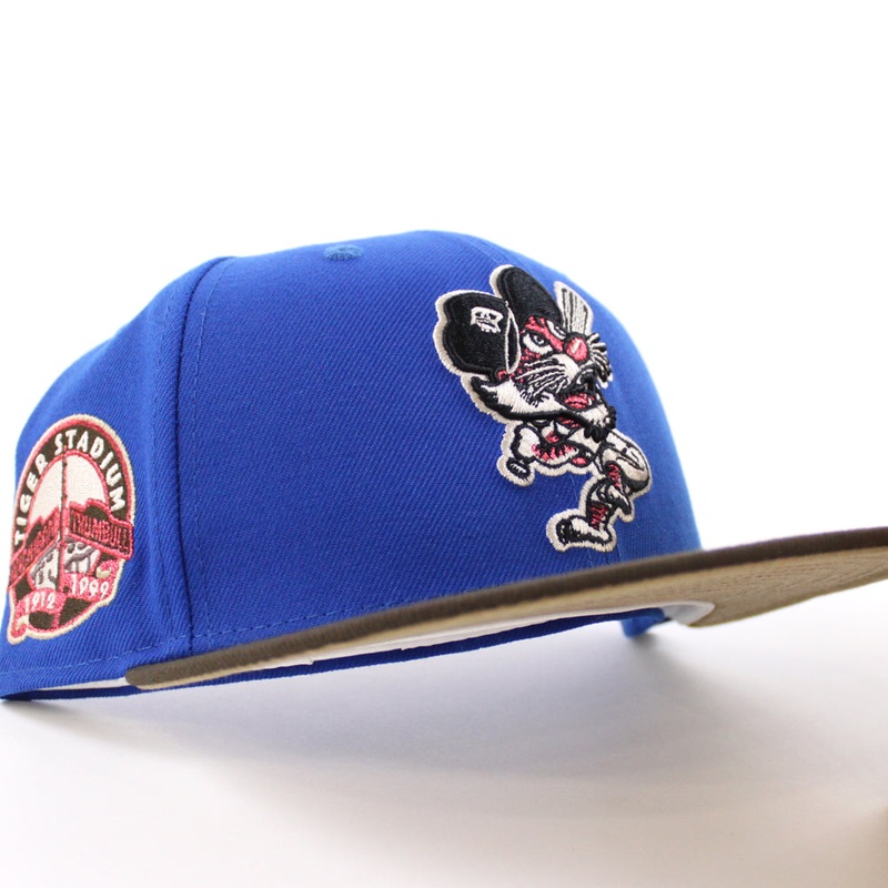 Detroit Tigers Tiger Stadium New Era 59Fifty Fitted Hat (Azure Blue Brown Khaki Under Brim) 7