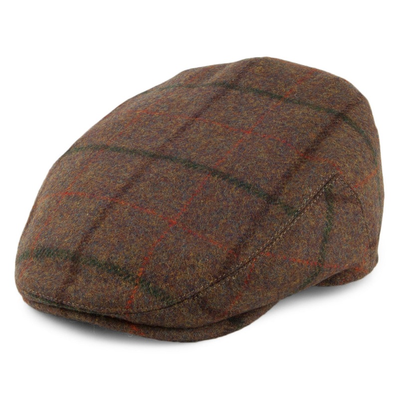 Failsworth Hats Gamekeeper Windowpane Water Repellent Flat Cap – Tan 55