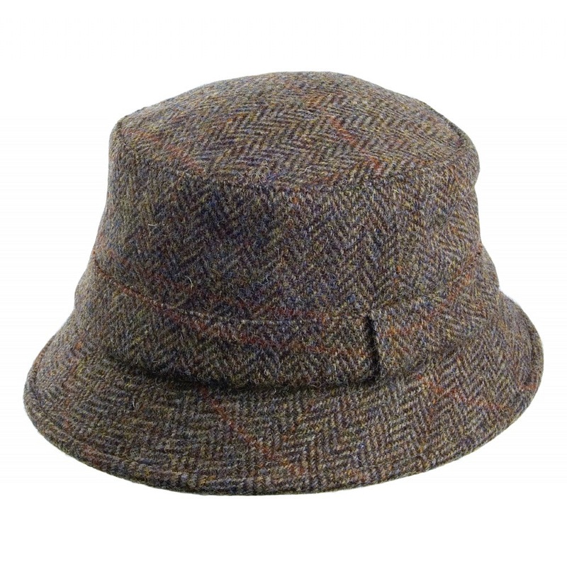 Failsworth Hats Grouse HARRIS TWEED Bucket Hat – Olive-Blue S