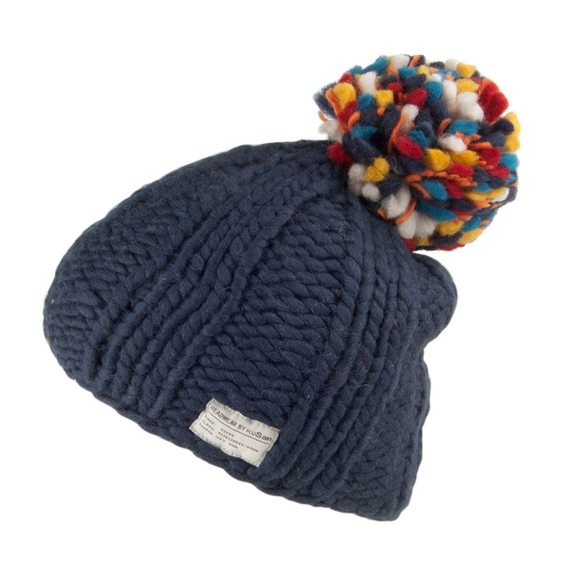 Kusan Multi Pom Bobble Hat – Navy Blue 1-Size