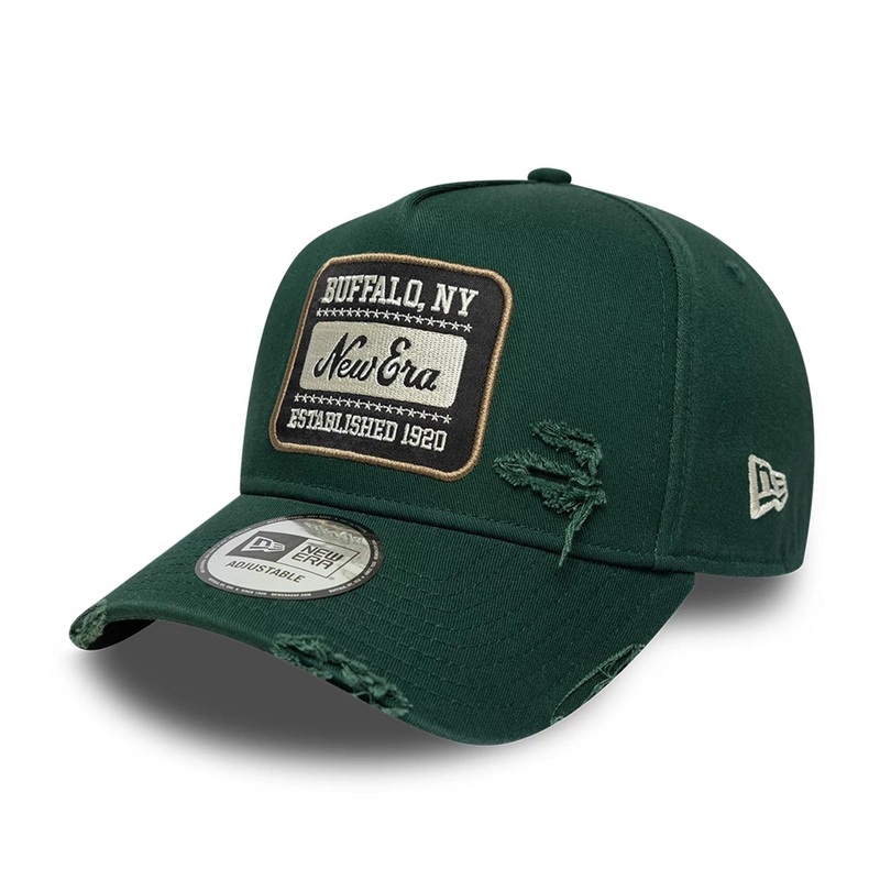 New Era Patch Distressed Dark Green 9FORTY E-Frame Adjustable Cap OSFM