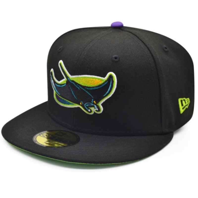 New Era Tampa Bay Devil Rays 2008 Black/Lime Green WORLD SERIES Exclusive 59Fifty Fitted Hat