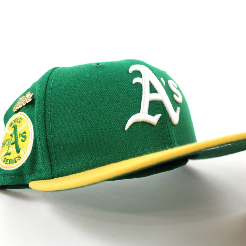 Oakland Athletics 1973 World Series New Era 59Fifty Fitted Hat (59FIFTY DAY – Team color Green Under Brim) 7
