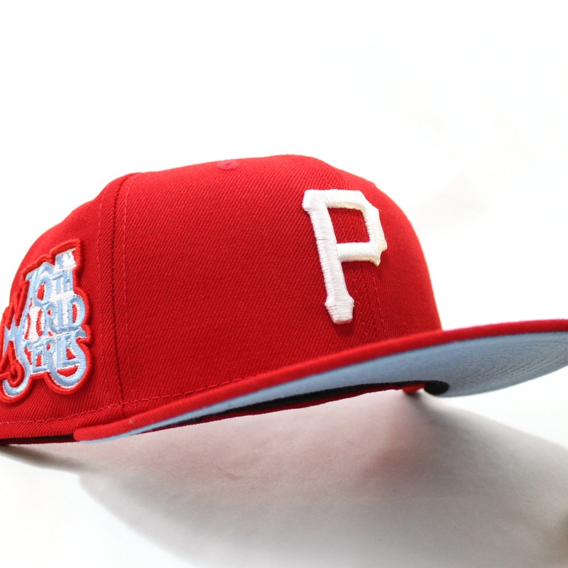 Pittsburgh Pirates 1979 World Series New Era 59Fifty Fitted Hat (Red Sky Blue Under Brim) 7