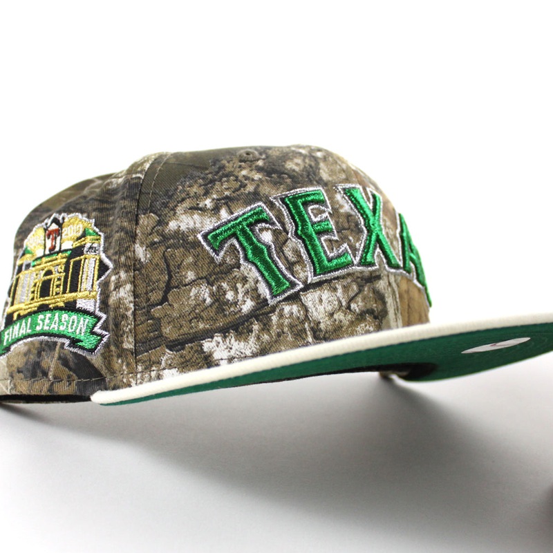 Texas Rangers Final Season New Era 59Fifty Fitted Hat (RealTree Camo Chrome White Green Under Brim) 6 7/8