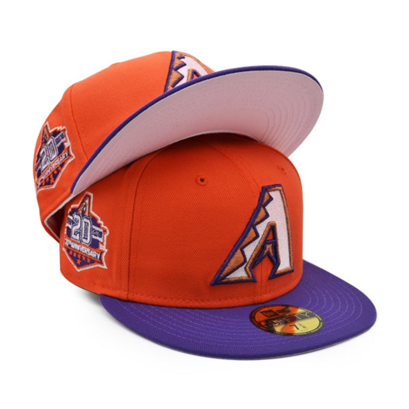 Arizona Diamondbacks 20th Anniversary Exclusive New Era 59Fifty Fitted Hat -Orange/Purple/Pink Bottom 7