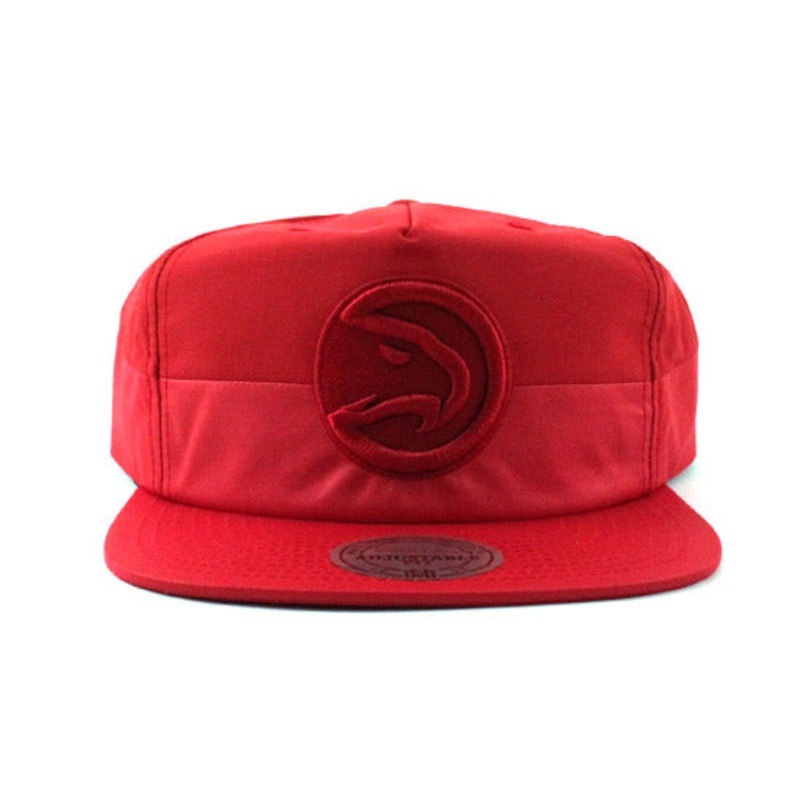 Atlanta Hawks Mitchell & Ness Nylon Snapback Hat (Red On Red) One Size