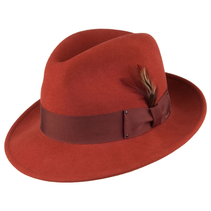 Bailey Hats Blixen Crushable Water Repellent Wool Felt Fedora Hat – Rust S
