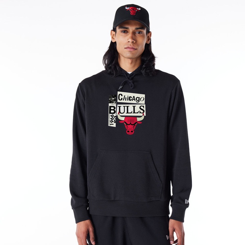 Chicago Bulls Newspaper Graphic Black Hoodie S