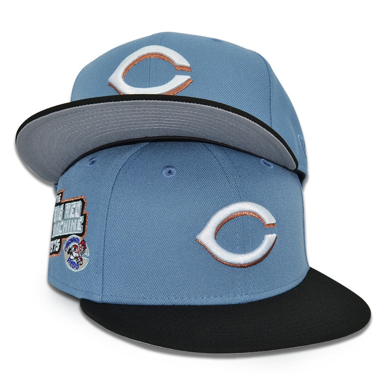 Cincinnati Reds “OPEN CIRCLES” Exclusive New Era 59Fifty Fitted Hat – Faded Blue/Black 6 7/8