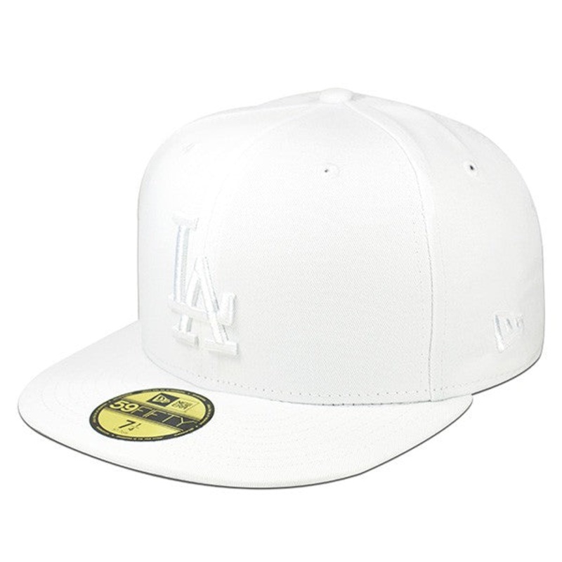 Los Angeles Dodgers WOW White on White FITTED 59Fifty New Era MLB Hat 7