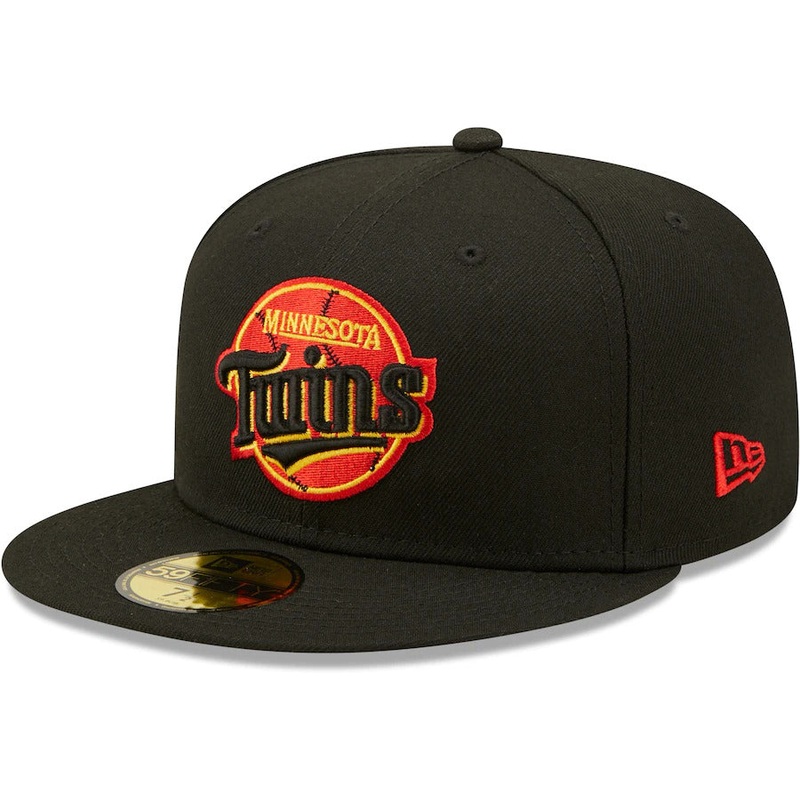 New Era Black Minnesota Twins 1987 World Series Logo Gold Undervisor 59FIFTY Fitted Hat