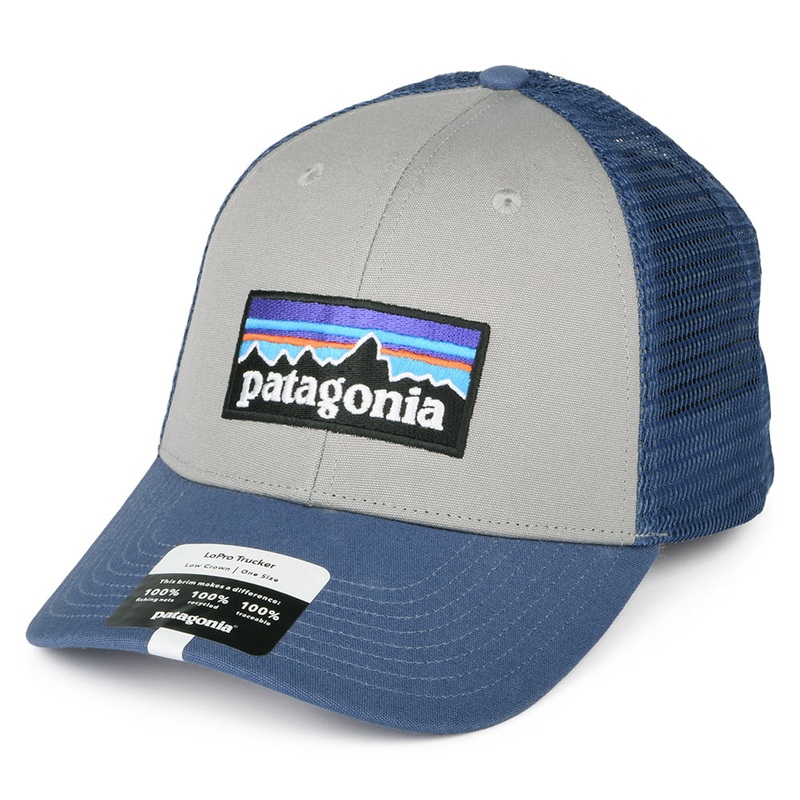 Patagonia Hats P-6 Logo Organic Cotton LoPro Trucker Cap – Grey-Blue Adjustable
