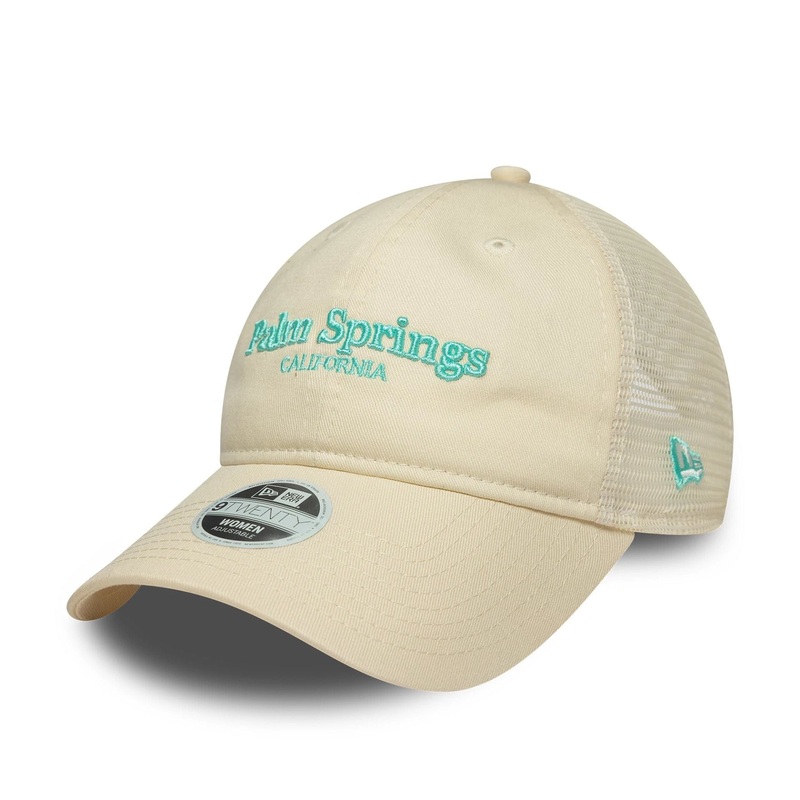 Womens New Era City Cream 9TWENTY Trucker Adjustable Cap OSFM