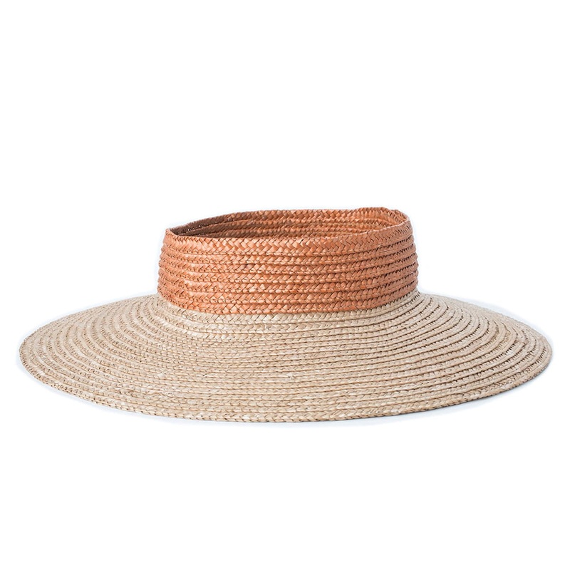 Brixton Hats Joanna Straw Full Brim Sun Visor – Ivory-Copper Small-56cm