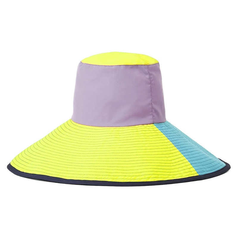 Brixton Hats Maddie Wide Brim Packable Bucket Hat – Purple-Yellow-Blue X-Small/Small