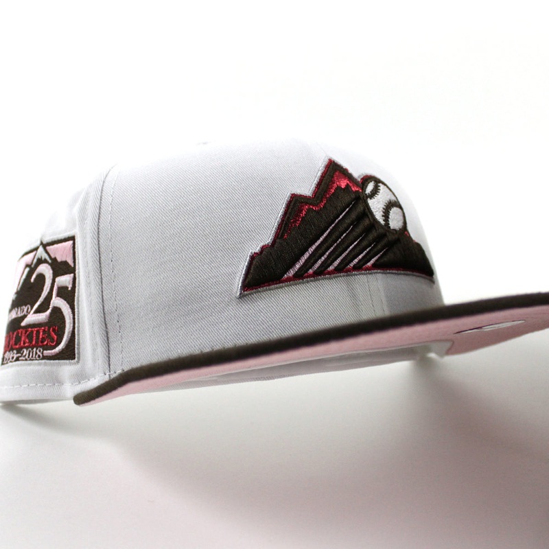 Colorado Rockies 25th Anniversary New Era 59Fifty Fitted Hat (White Brown Pink Under Brim) 7