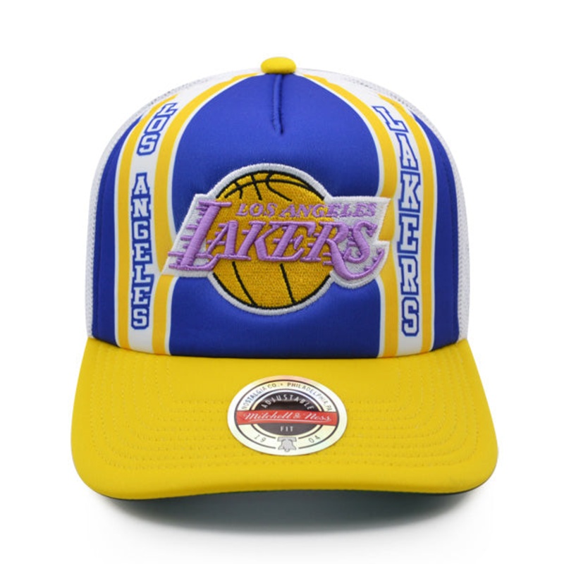 Los Angeles Lakers Mitchell & Ness RETRO TRUCKER Snapback Hat – Purple/Yellow
