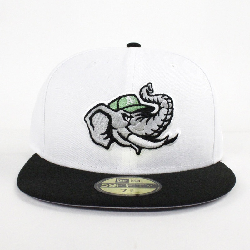 Modesto Athletics New Era 59FIFTY Fitted Hat (White Black Gray Under Brim) 7