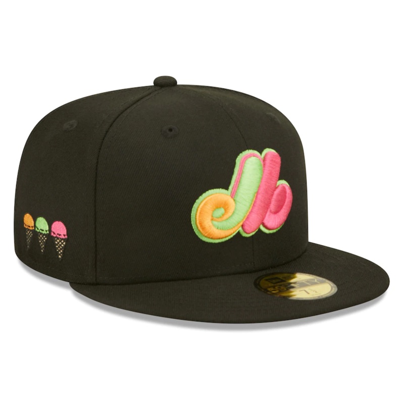 New Era Montreal Expos Black Summer Sherbet 59FIFTY Fitted Hat