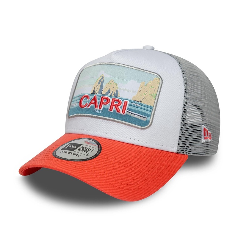 New Era Summer Capri A-Frame White/Orange Trucker Cap One Size