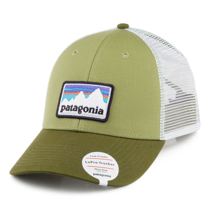 Patagonia Hats Shop Sticker Patch LoPro Trucker Cap – Green Adjustable