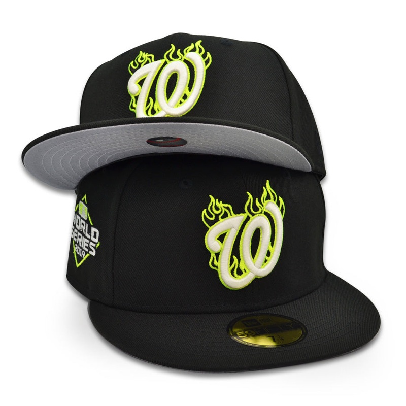 Washington Nationals “CYBER FLAME” Exclusive New Era 59Fifty Fitted Hat – Black 7