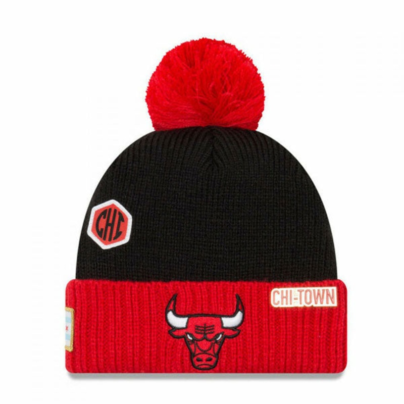 Chicago Bulls New Era 2018 DRAFT KNIT Cuffed Knit NBA Hat – Black/Red
