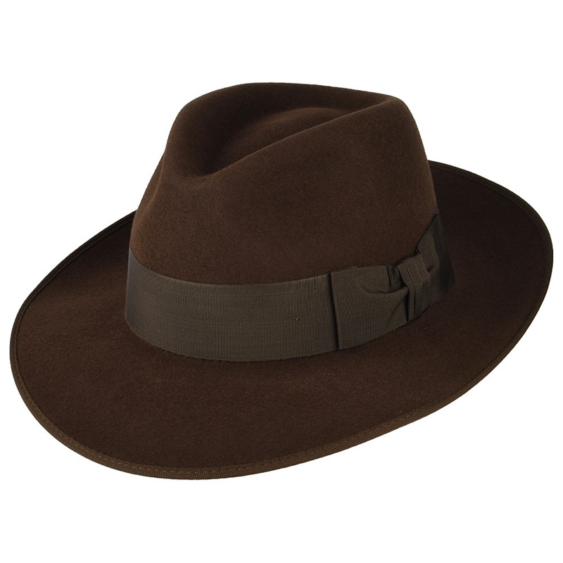 Christys Hats Gangster Fur Felt Fedora Hat – Brown 55