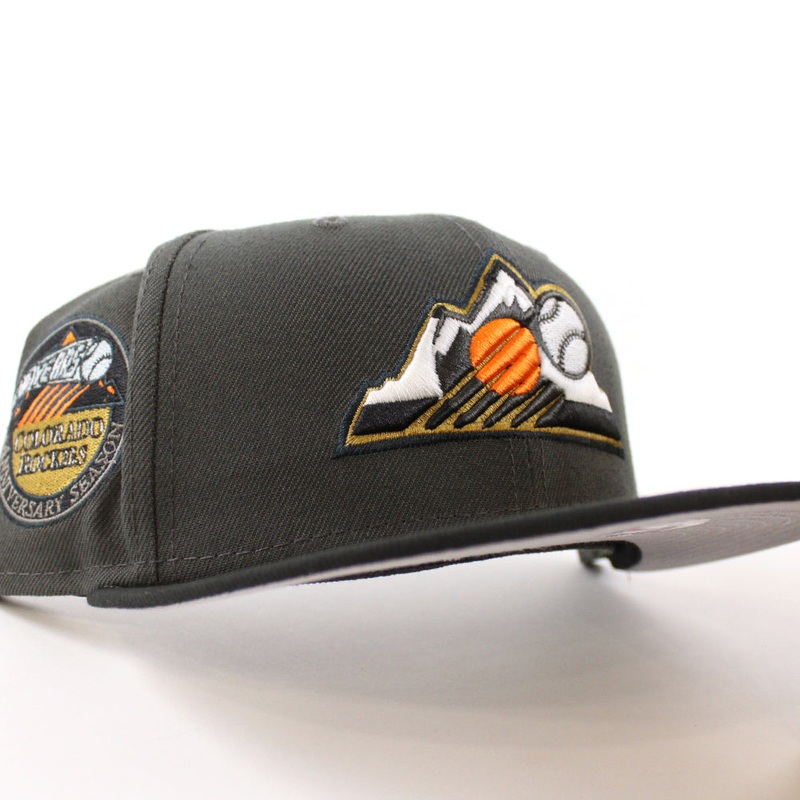 Colorado Rockies 10th Anniversary New Era 59Fifty Fitted Hat (GITD Pewter Black Gray Under Brim) 7
