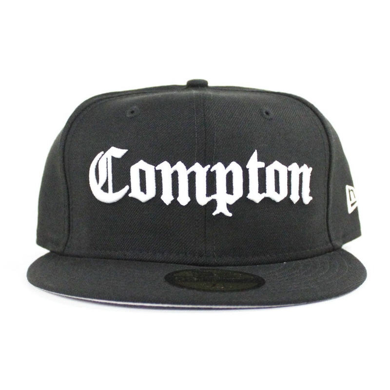 Compton New Era 59fifty Fitted Hat (Black White Gray Under Brim) 7