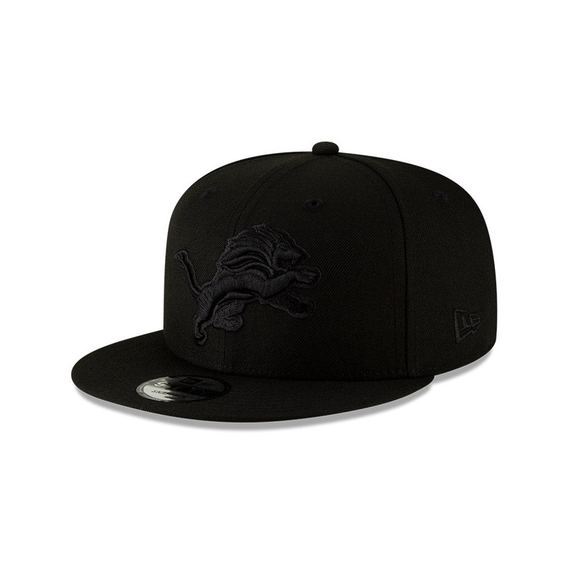 Detroit Lions New Era BLACKOUT 9Fifty Snapback Hat – Black/Black