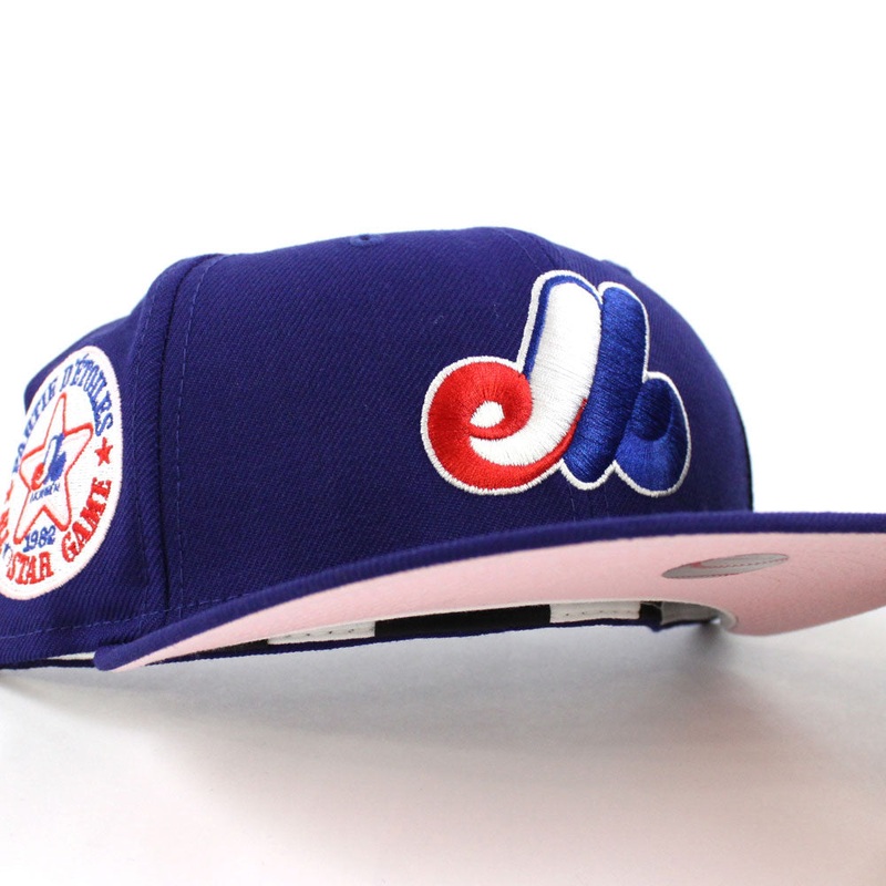 Montreal Expos 1982 All-Star Game Pink Patch New Era Fitted 59Fifty Hat (Blue Pink Under Brim) 6 7/8