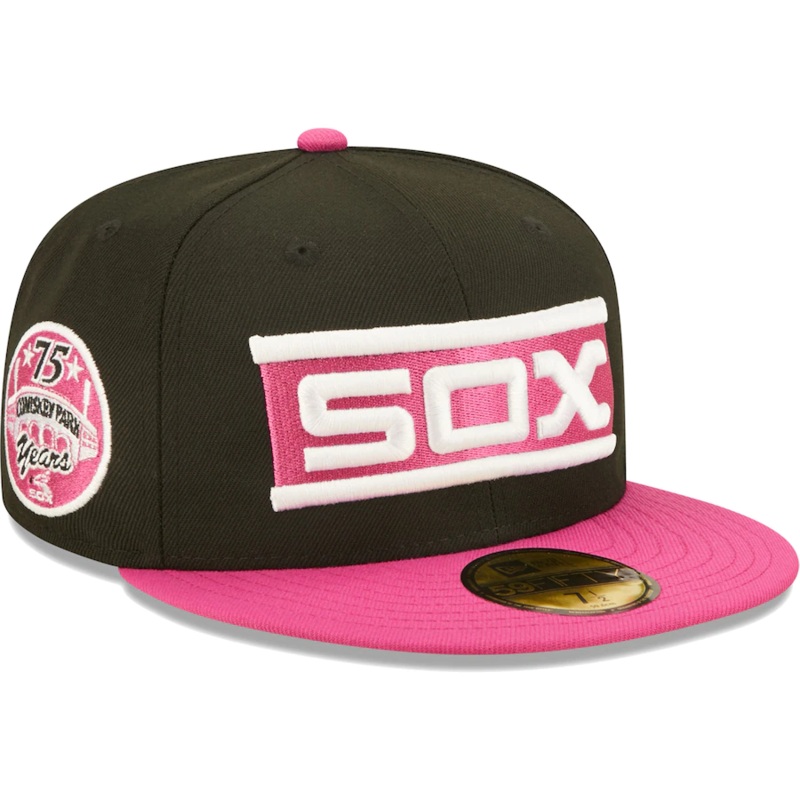 New Era Chicago White Sox Black/Pink Comiskey Park 75th Anniversary Passion 59FIFTY Fitted Hat