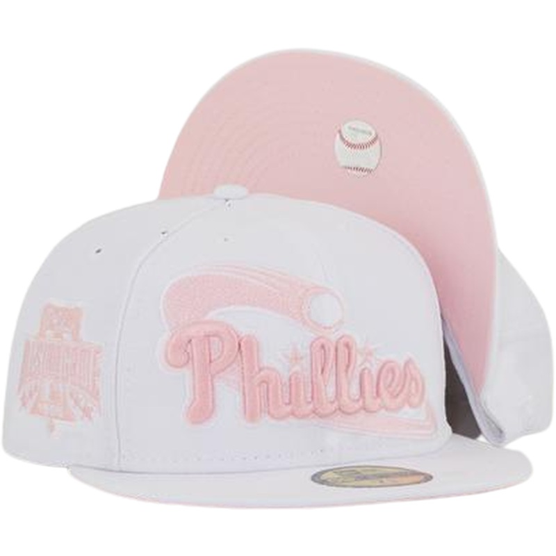 New Era Philadelphia Phillies White “Brotherly Love” Pink Undervisor 59FIFTY Fitted Hat