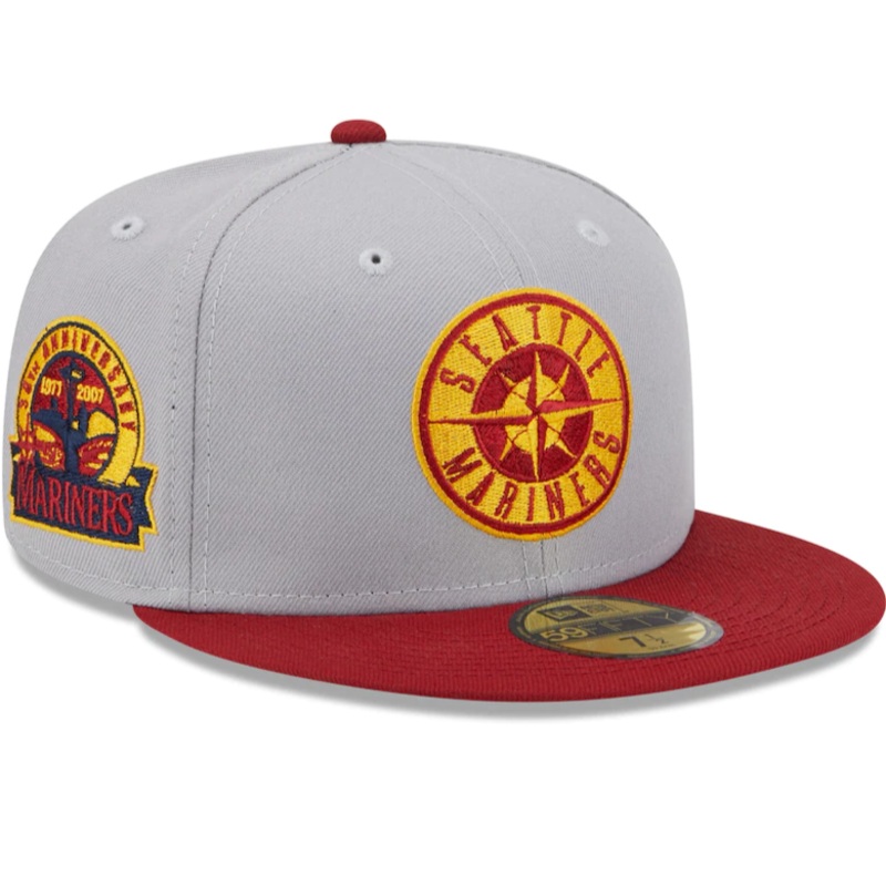 New Era Seattle Mariners Gray/Red 30th Anniversary Navy Undervisor 59FIFTY Fitted Hat