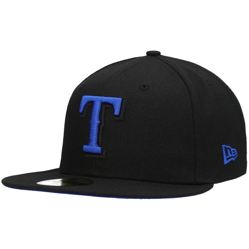 New Era Texas Rangers Black World Series 2011 World Series Patch Royal Under Visor 59FIFTY Fitted Hat