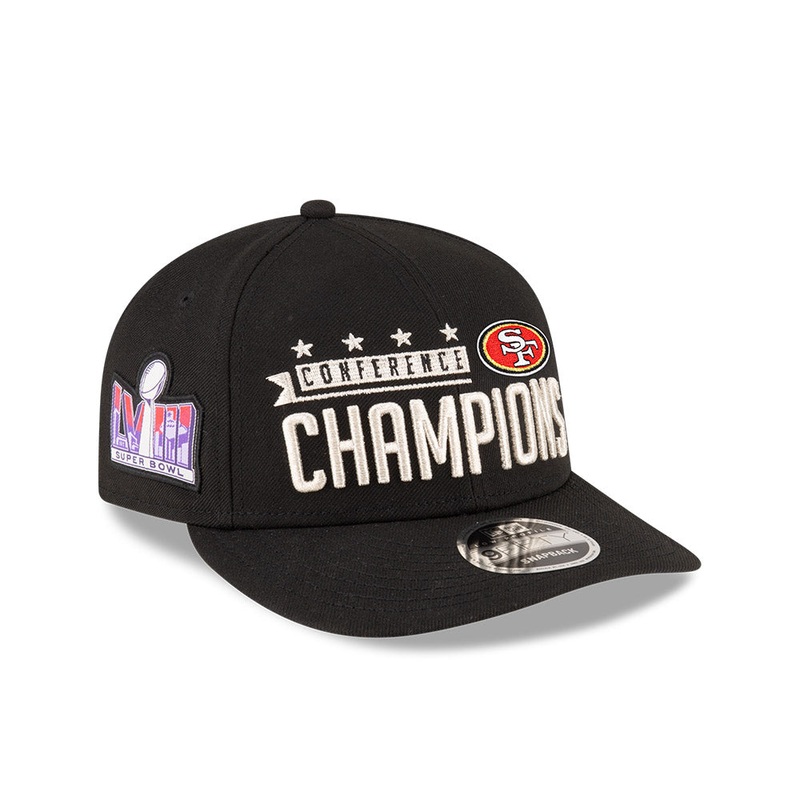 San Francisco 49ers New Era 2023 NFC Champions Locker Room Low Profile 9FIFTY Snapback Hat – Black