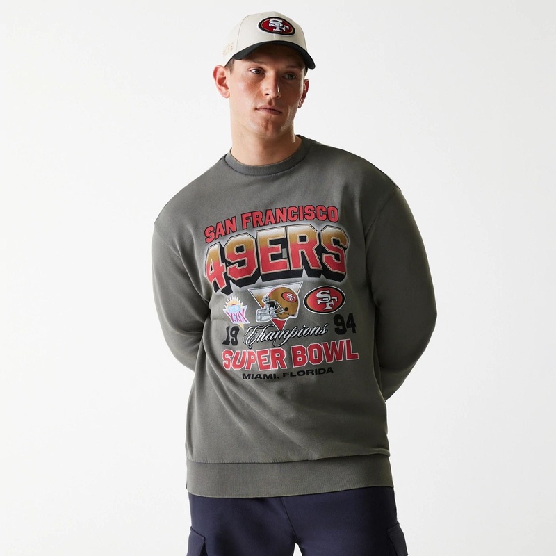 San Francisco 49ers NFL Washed Super Bowl Grey Oversized Crew Neck Sweater XS