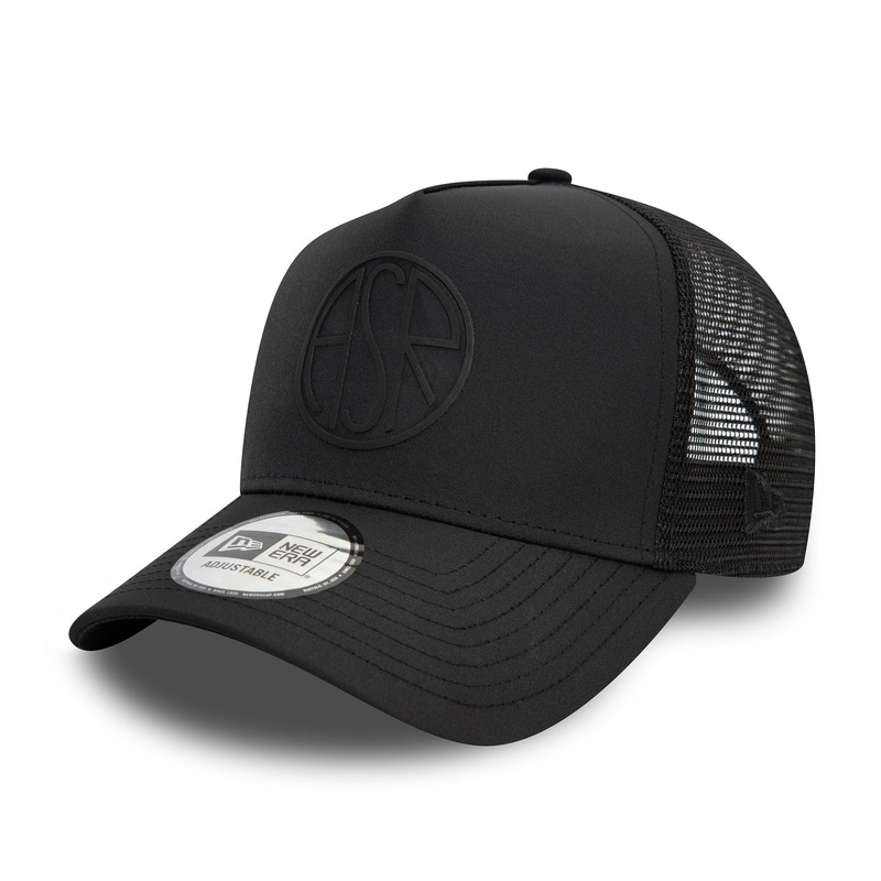 AS Roma Featherweight Poly Black 9FORTY E-Frame Adjustable Trucker Cap OSFM