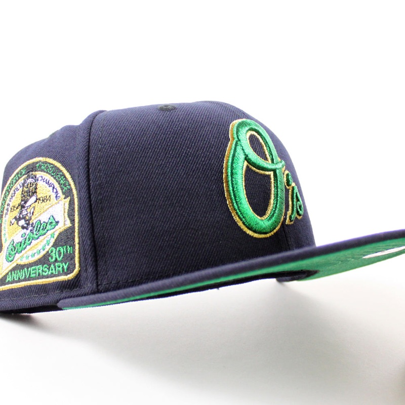Baltimore Orioles A tradition Of Excellence 30th Anniversary 59Fifty New Era Fitted Hat (Navy Green Under Brim) 7