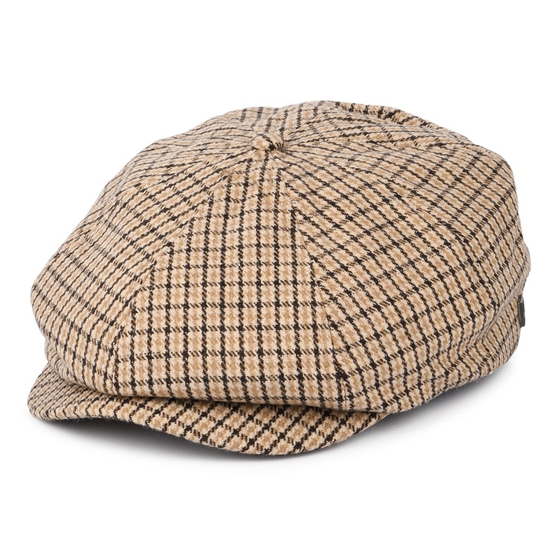 Brixton Hats Brood Houndstooth Newsboy Cap – Sand-Brown Small-56cm