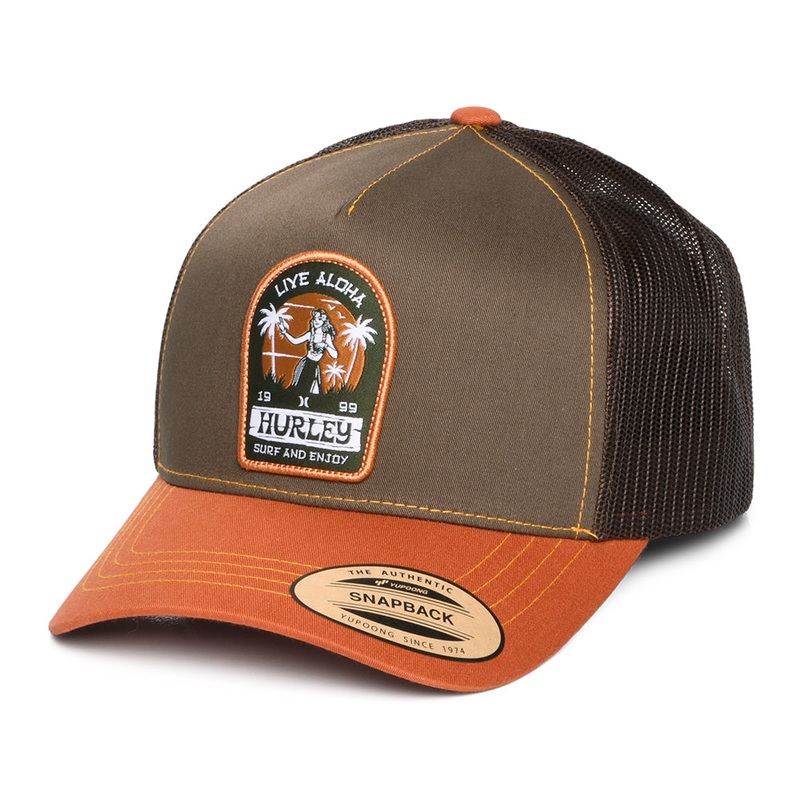 Hurley Hats Live Aloha Trucker Cap – Brown Adjustable
