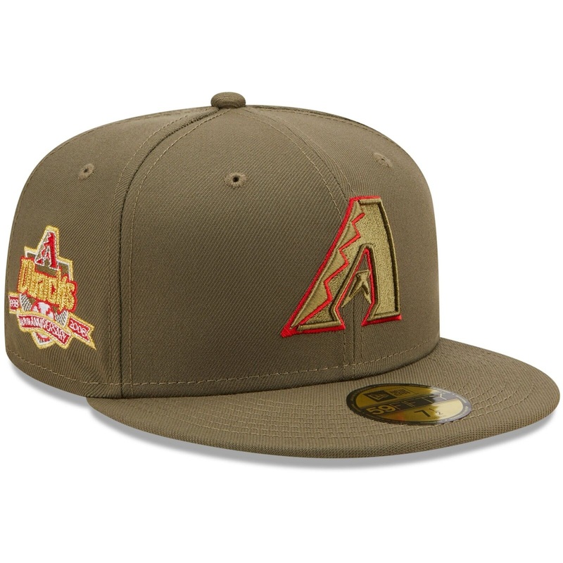 New Era Arizona Diamondbacks Olive 10th Anniversary Scarlet Undervisor 59FIFTY Fitted