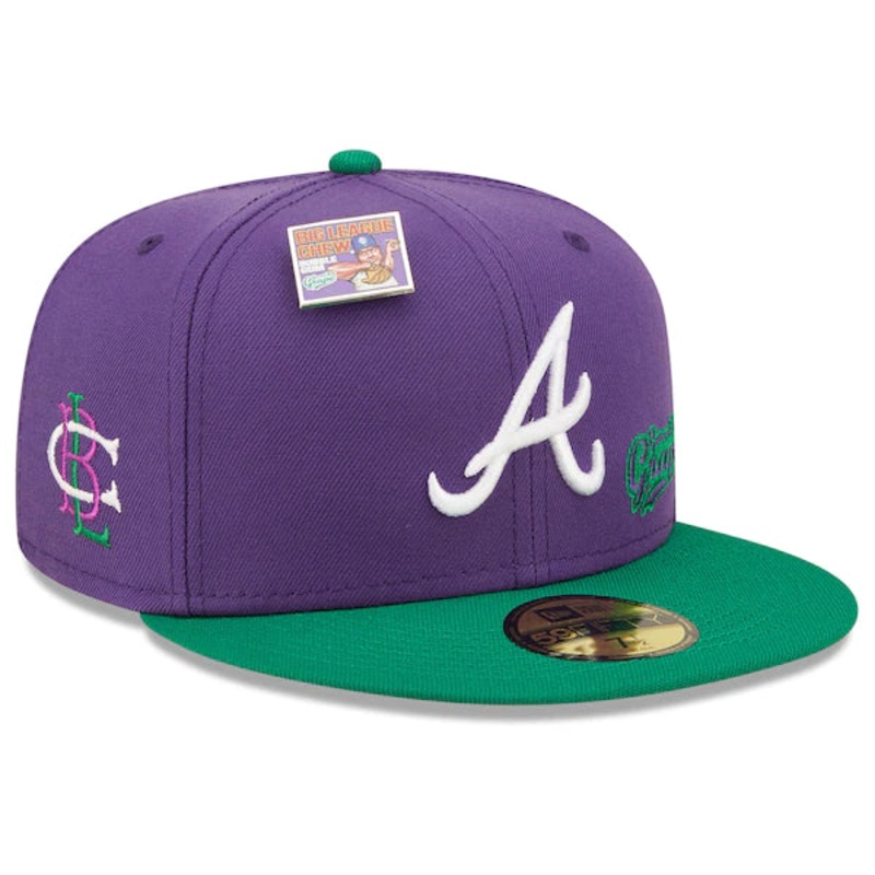 New Era MLB x Big League Chew  Atlanta Braves Ground Ball Grape Flavor Pack 59FIFTY Fitted Hat – Purple/Green