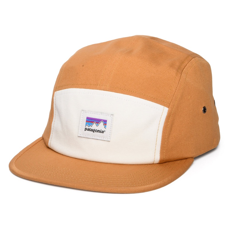Patagonia Hats Shop Sticker Graphic Maclure Organic Cotton 5 Panel Cap – Tan-Beige Adjustable